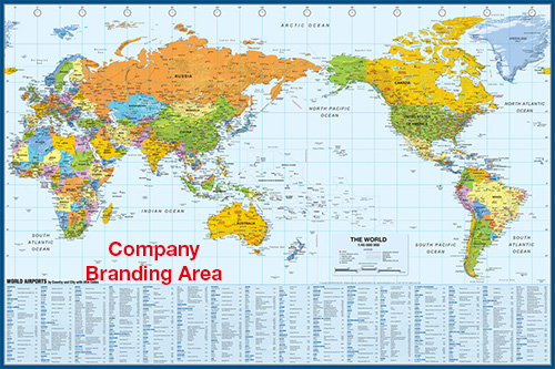 World Map (Pacific Centered) with Airports